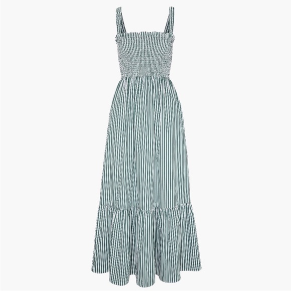 Hill House Dresses & Skirts - Hill House Anjuli Nap Dress Smocked Green White Striped Midi Maxi Medium M